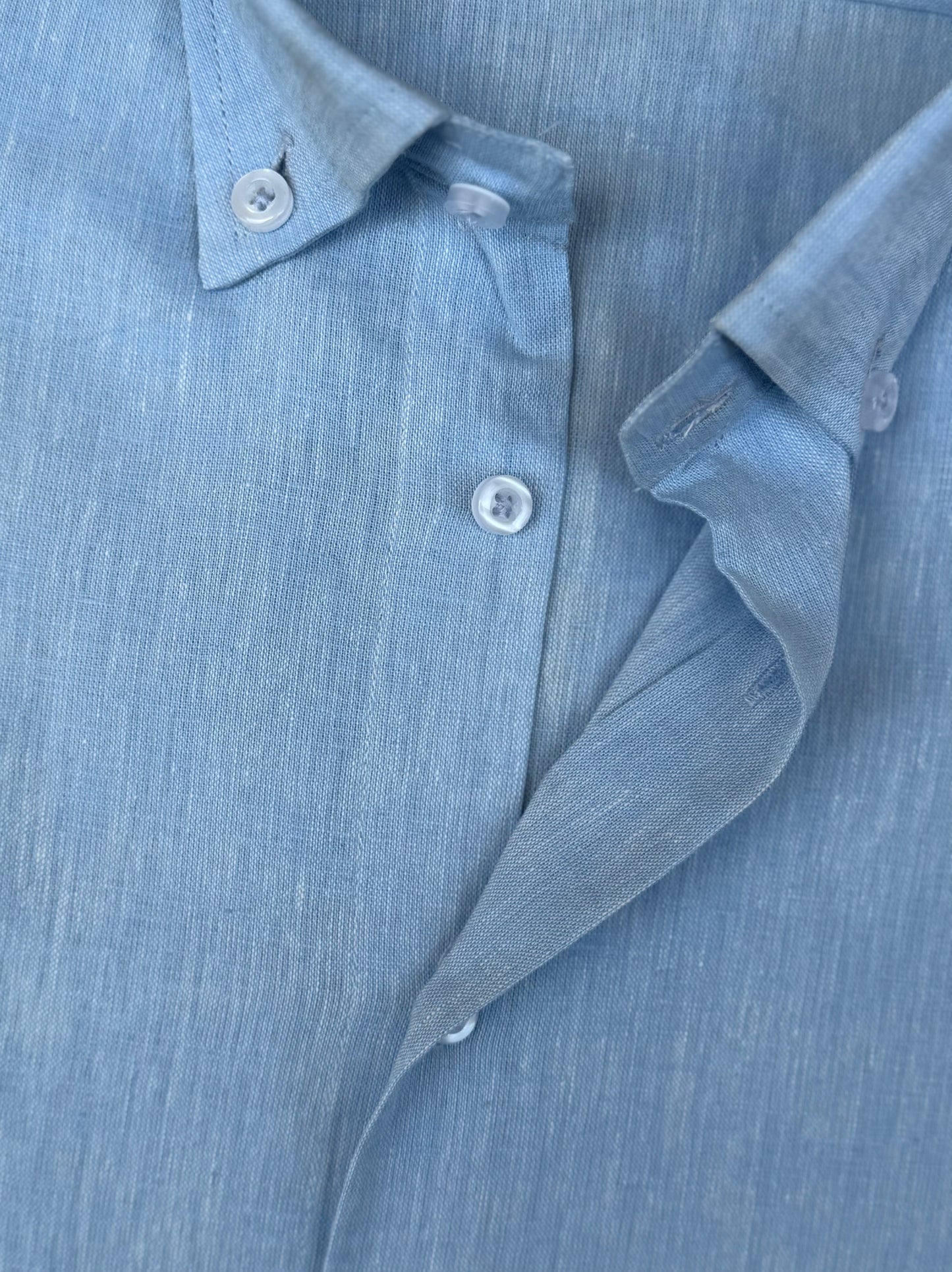 POWDER BLUE COTTON LINEN SHIRT