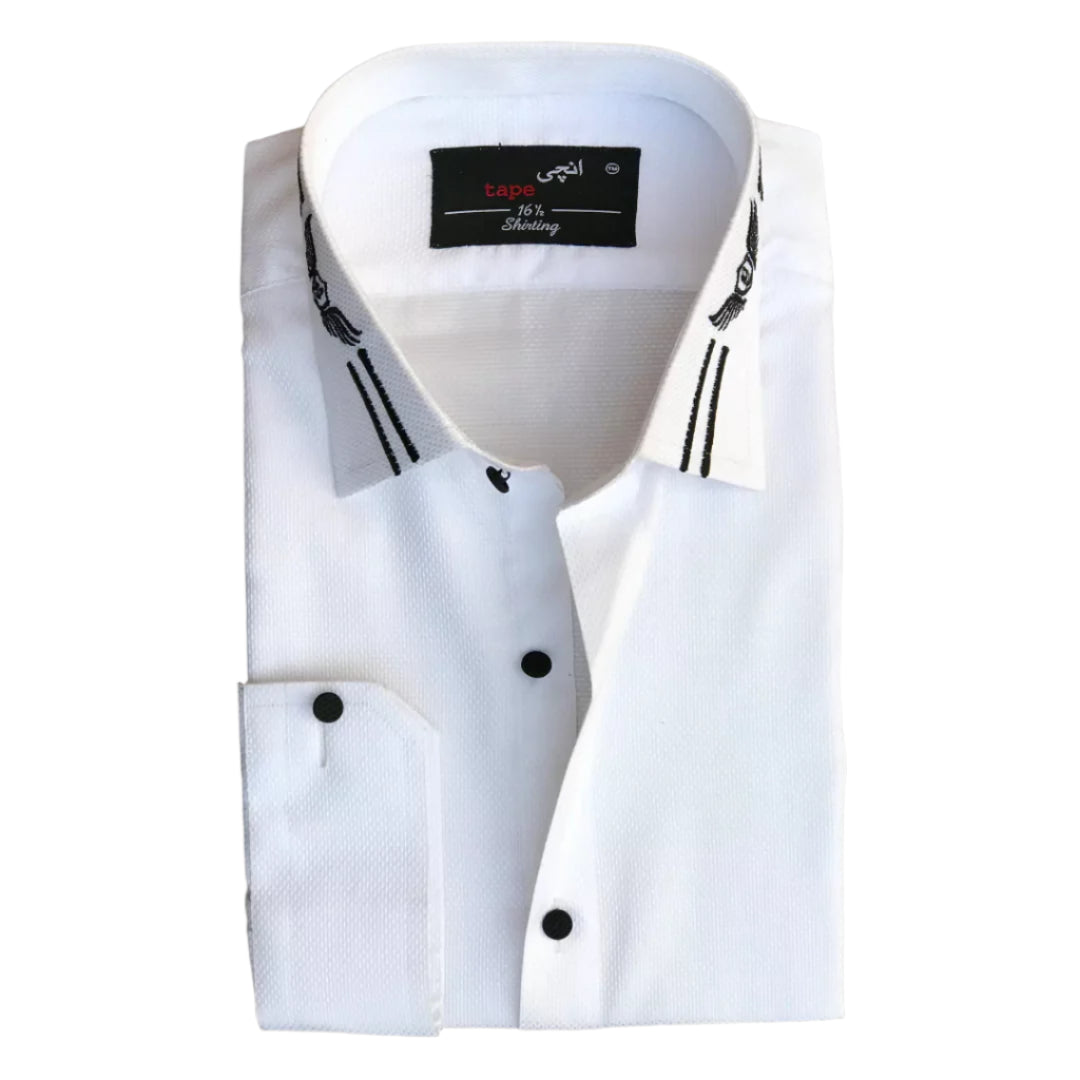 White Premium Textured Cotton Shirt
