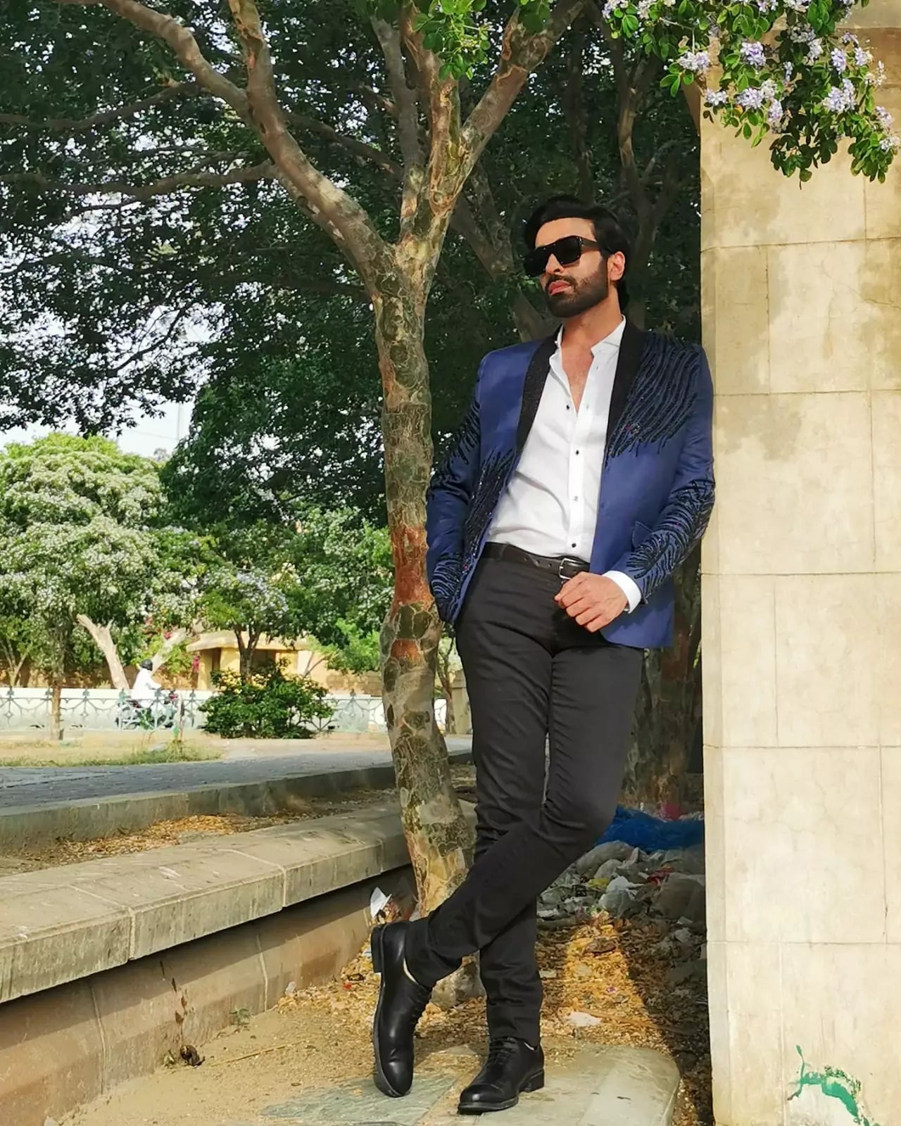 Navy Blue Hand Work Blazer