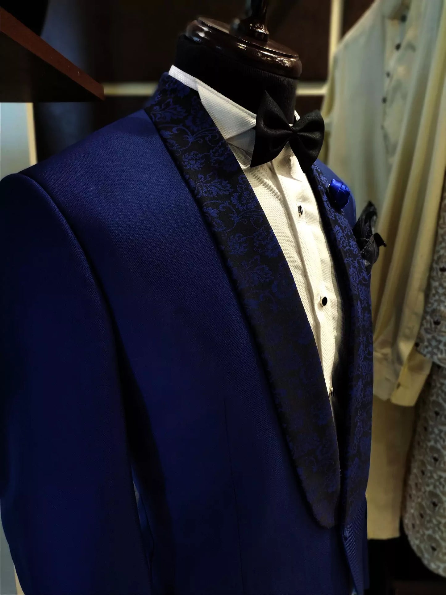 Pin Dot Blue Tuxedo Suit