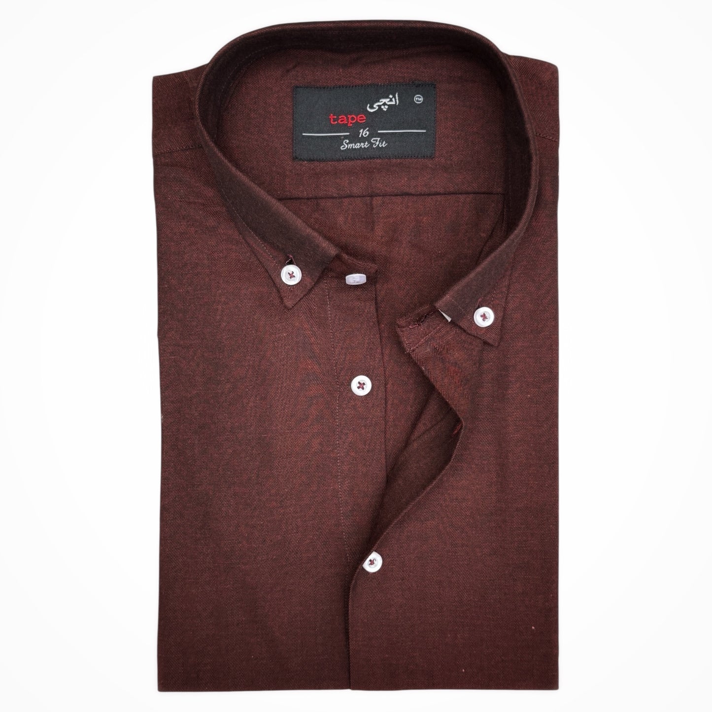 BURGUNDY BROWN COTTON LINEN SHIRT