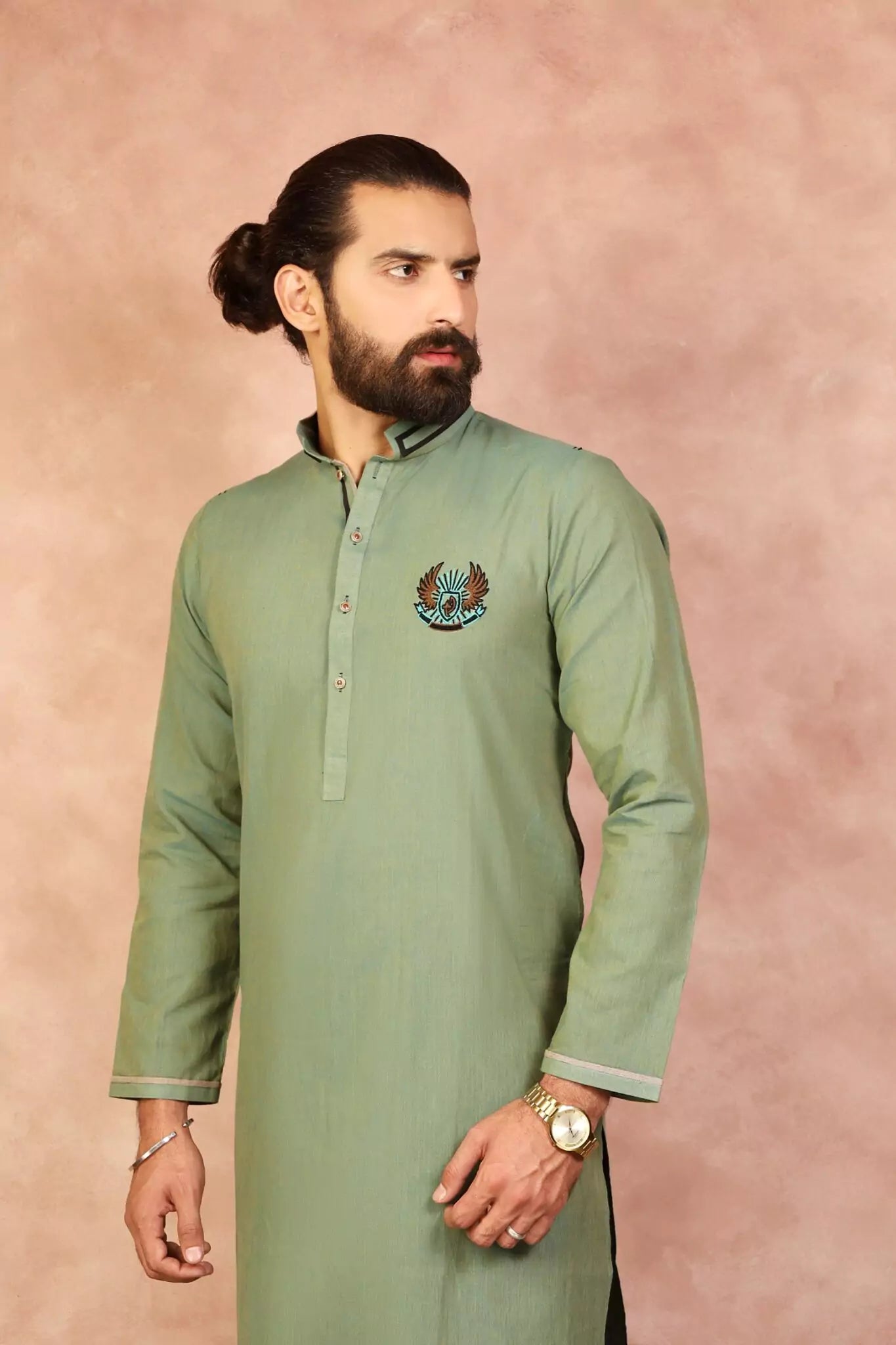 Lime Green Dual Contrast Kurta