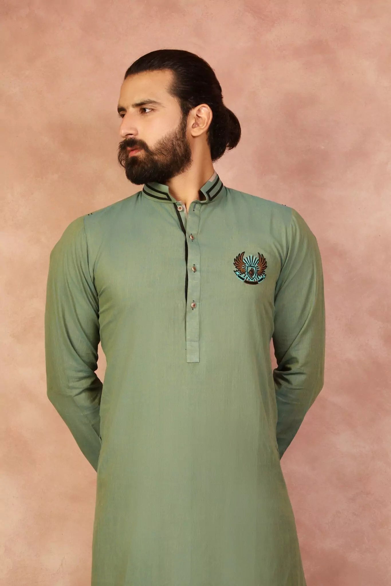 Lime Green Dual Contrast Kurta