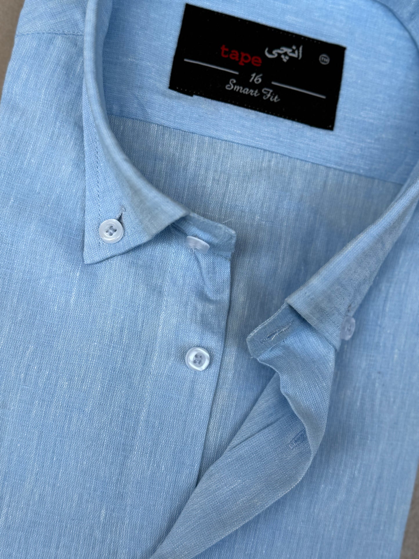 POWDER BLUE COTTON LINEN SHIRT