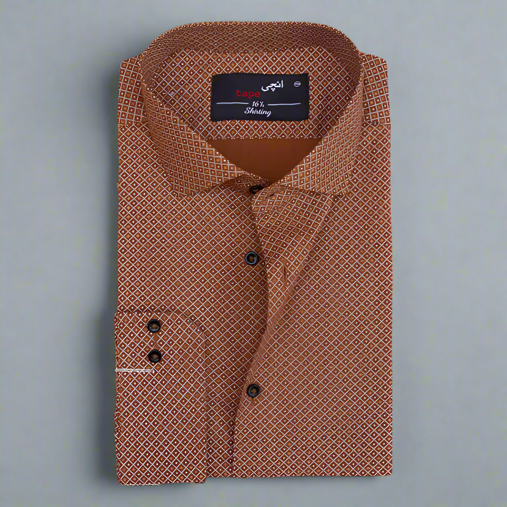 Mustard Printed Cotton Shirt