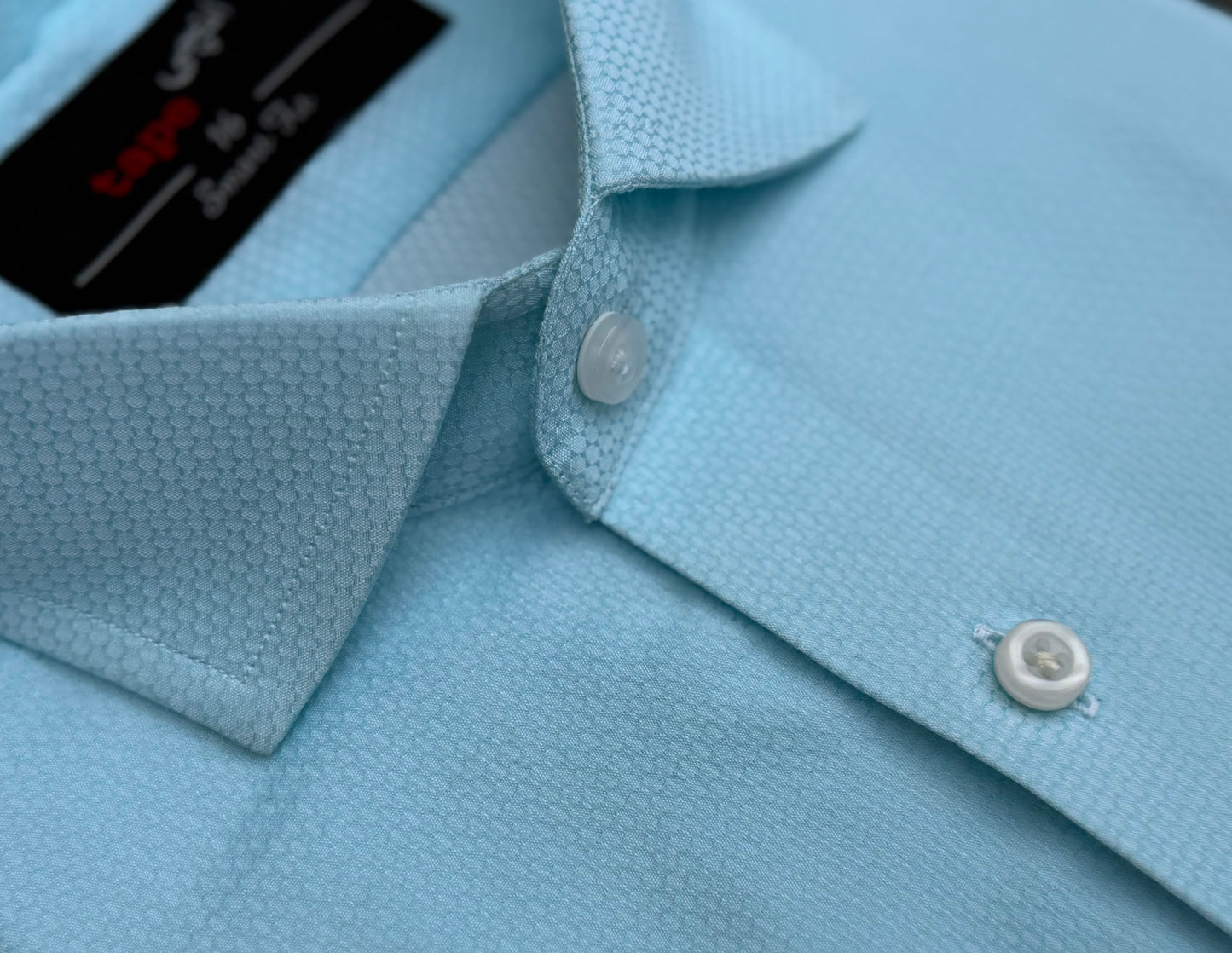 SKY BLUE TEXTURED SHIRT