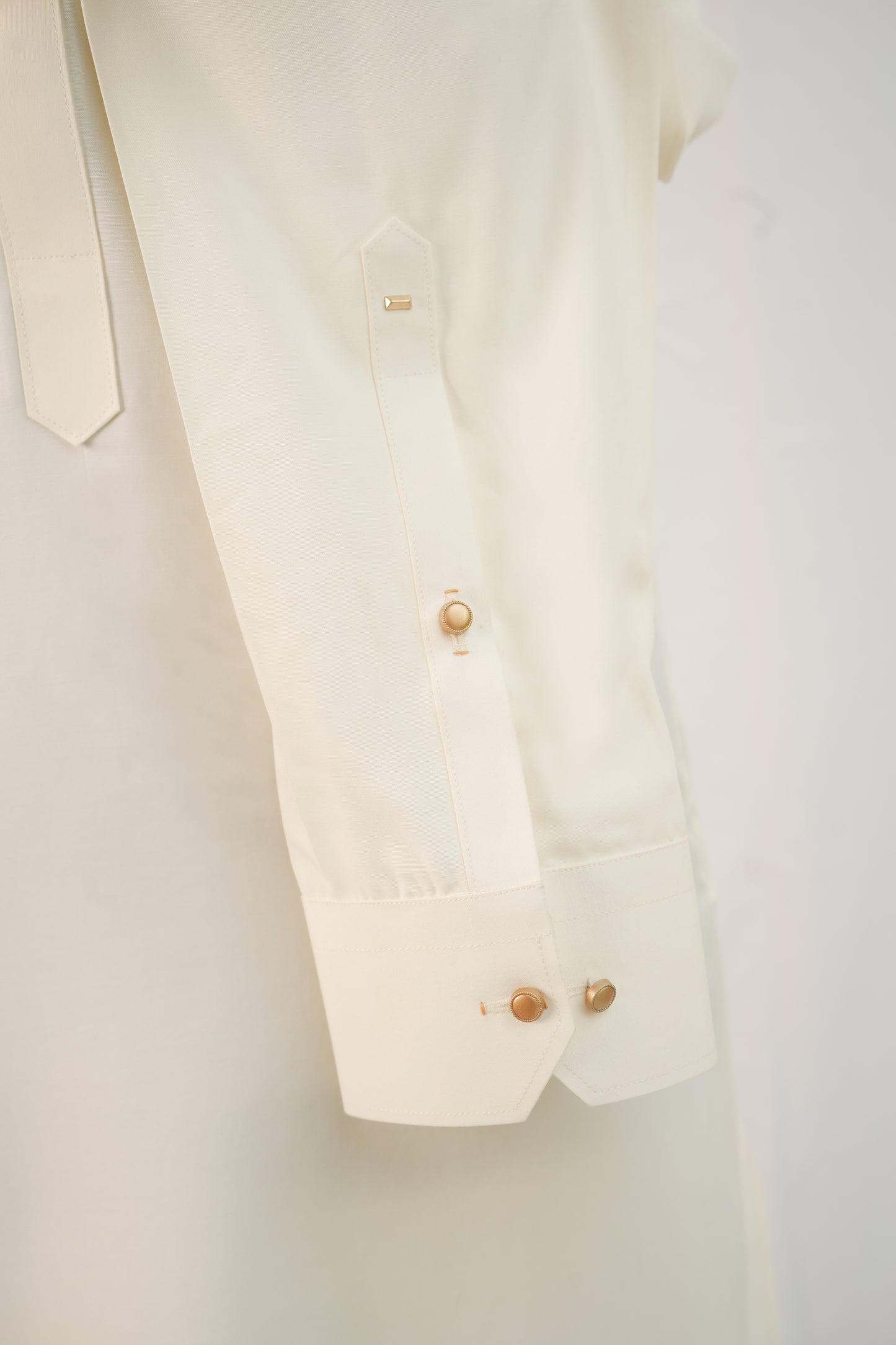 Cream Band Collar Kurta Trouser