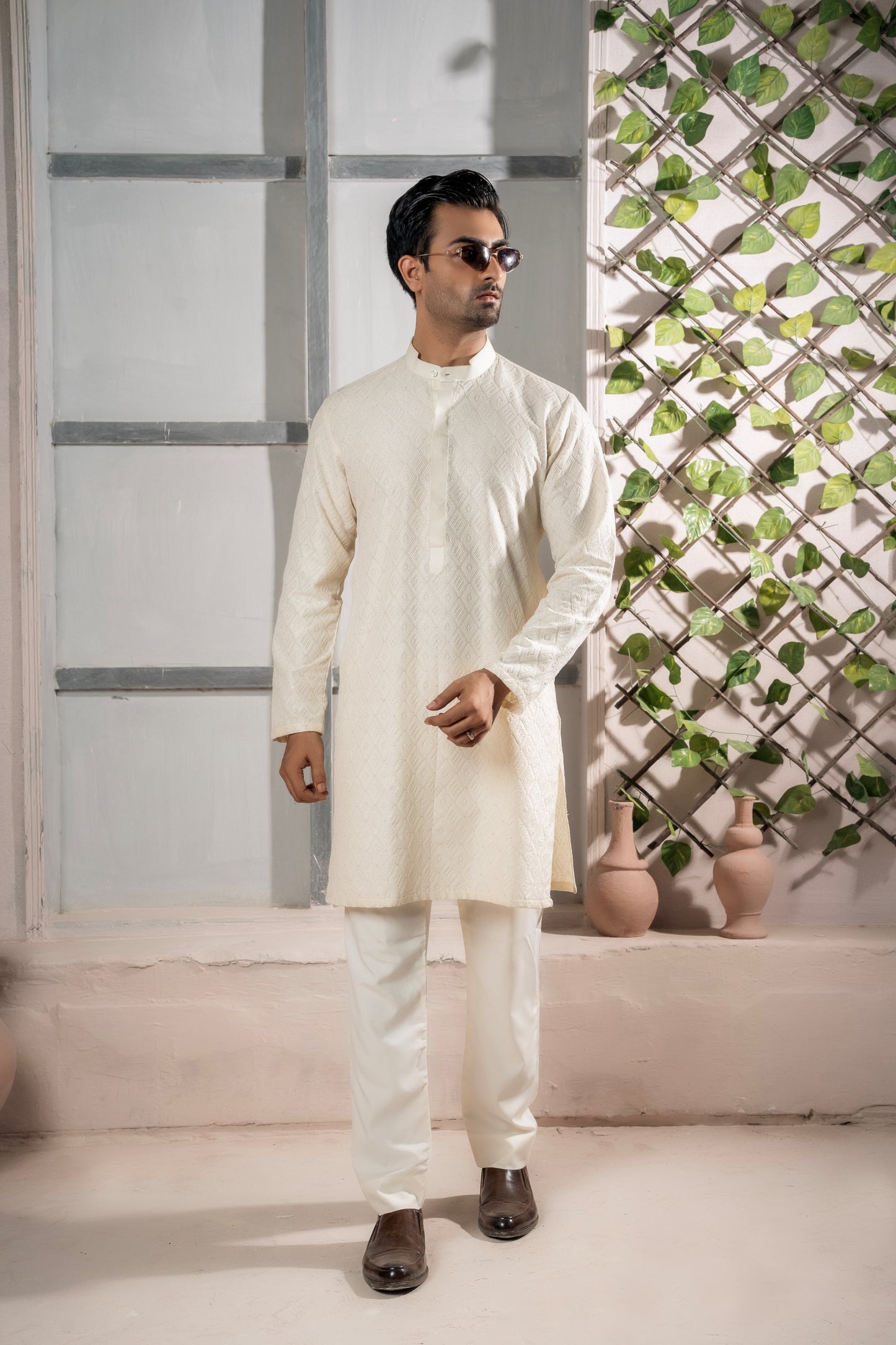 Pearl Mini Sequin Embroidered Kurta Trouser