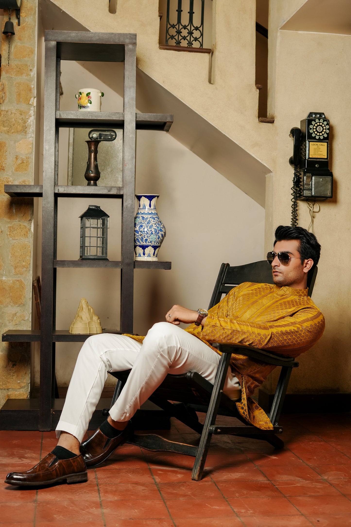 Mustard Embroidered Kurta Trouser