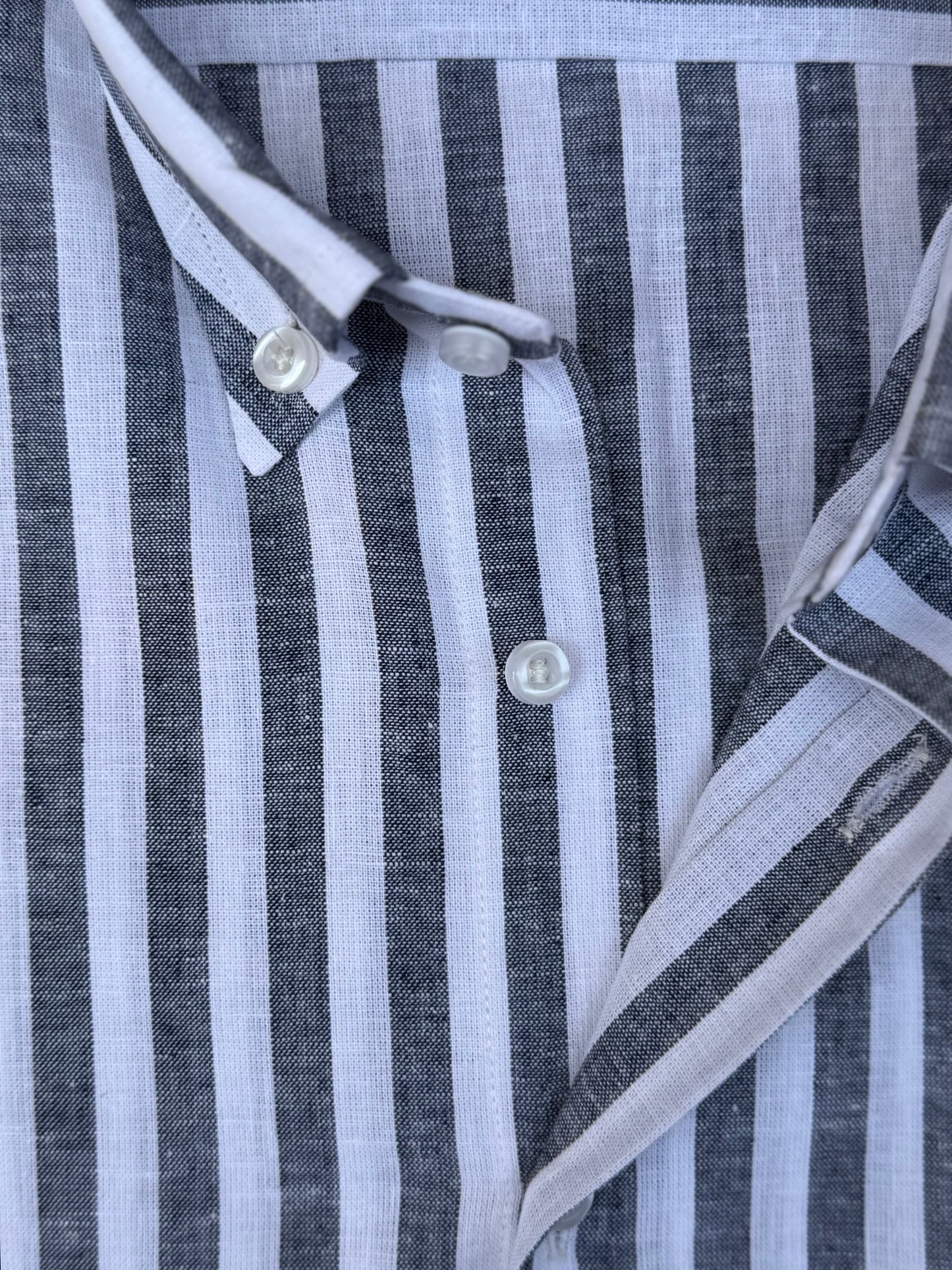 GREY STRIPED COTTON LINEN SHIRT