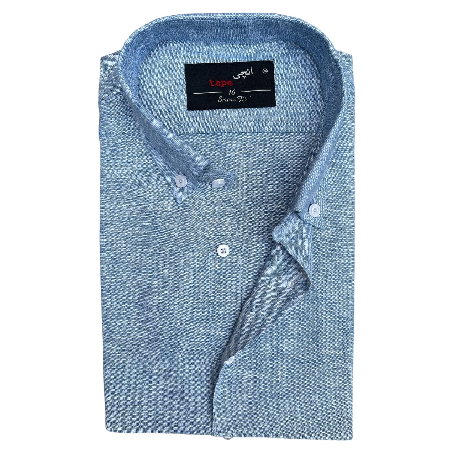 DENIM BLUE COTTON LINEN SHIRT