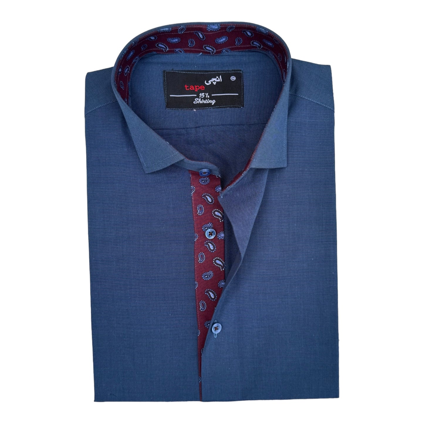 Blue Textured Cotton Shirt