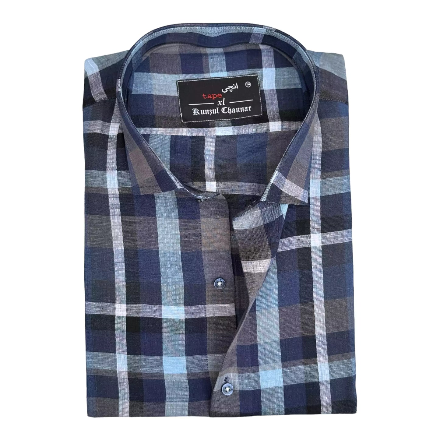 Blue Checkered Linen Shirt