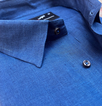MID-NIGHT BLUE LINEN SHIRT