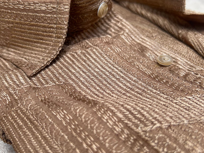 Summer Embroidered Cotton Shirt - Coffee