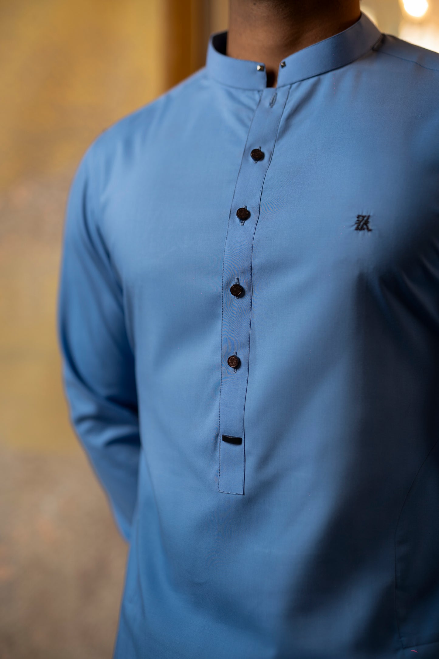 SKY BLUE MANDARIN KURTA TROUSER