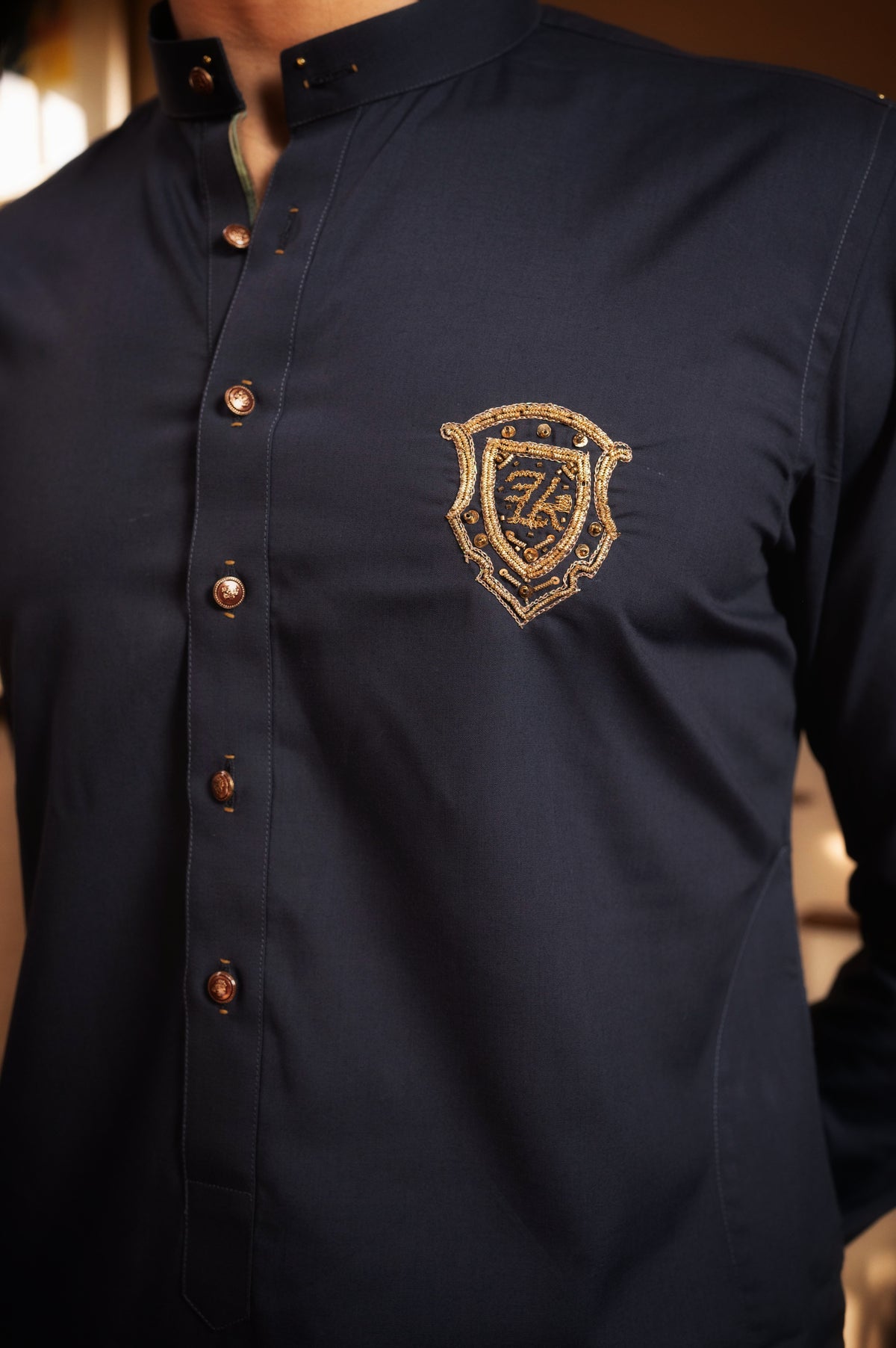 Ash Blue Mandarin Kurta Trouser