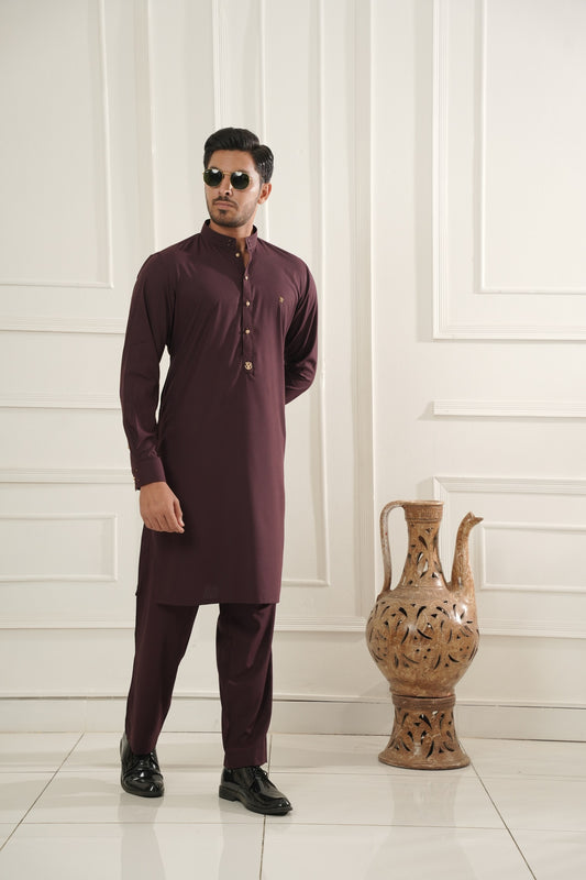 Wood Maroon Kurta Trouser