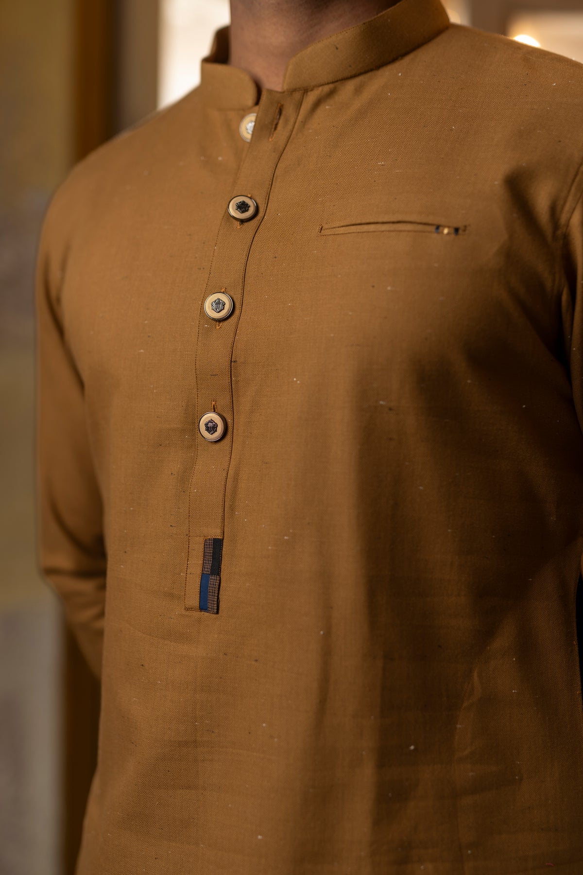 MUSTARD BROWN COTTON KURTA