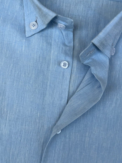 POWDER BLUE COTTON LINEN SHIRT