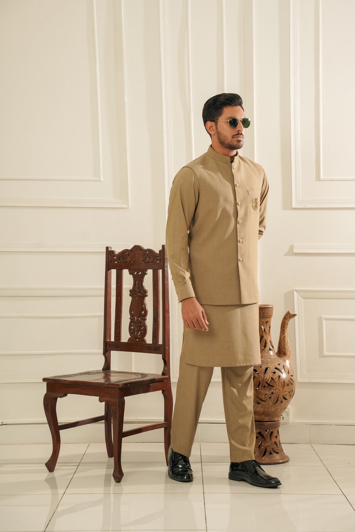 Beige Kurta Trouser