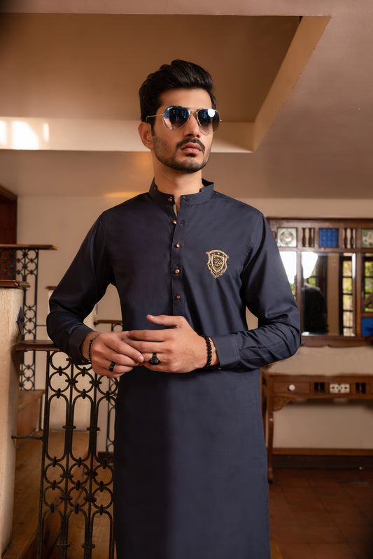 Ash Blue Mandarin Kurta Trouser