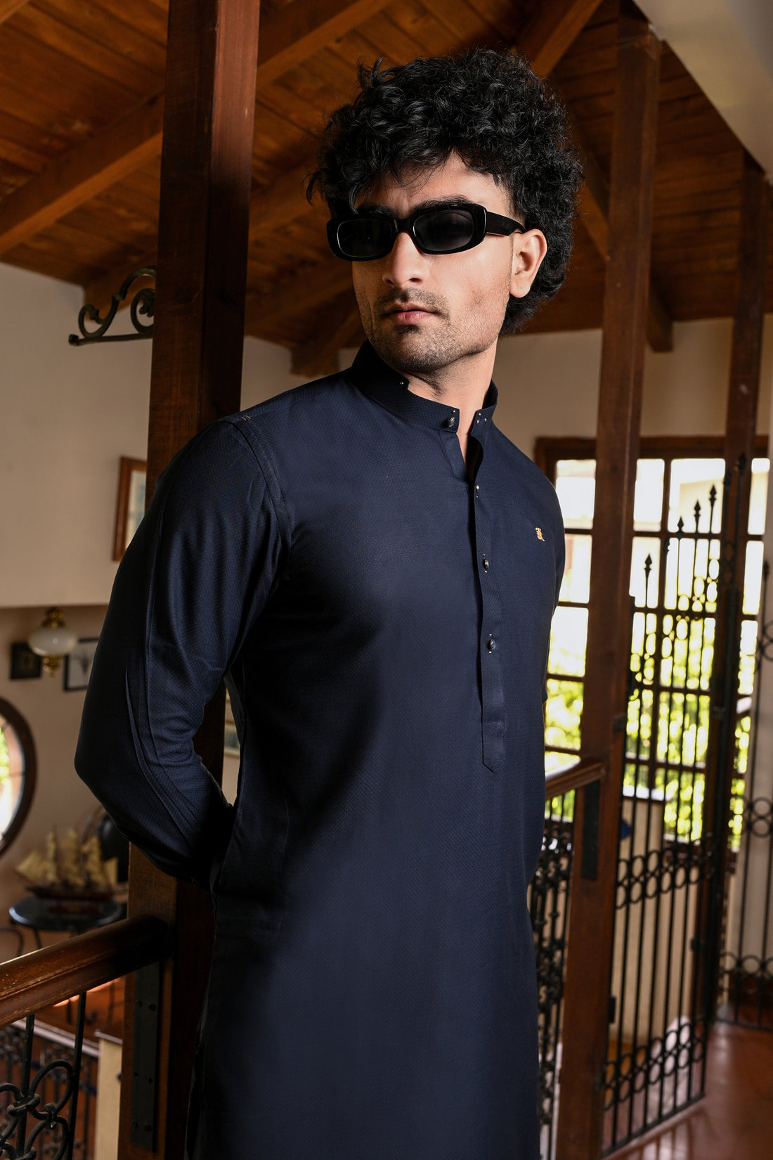 Textured Dark Blue Signature Band Collar