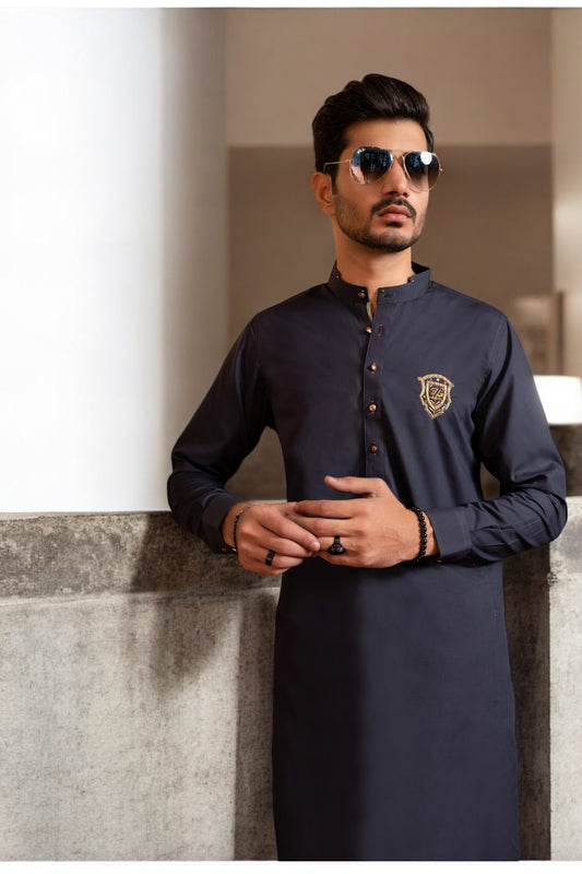 Ash Blue Mandarin Kurta Trouser