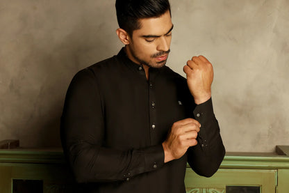 Black Kurta Trouser with Silver Signature Logo