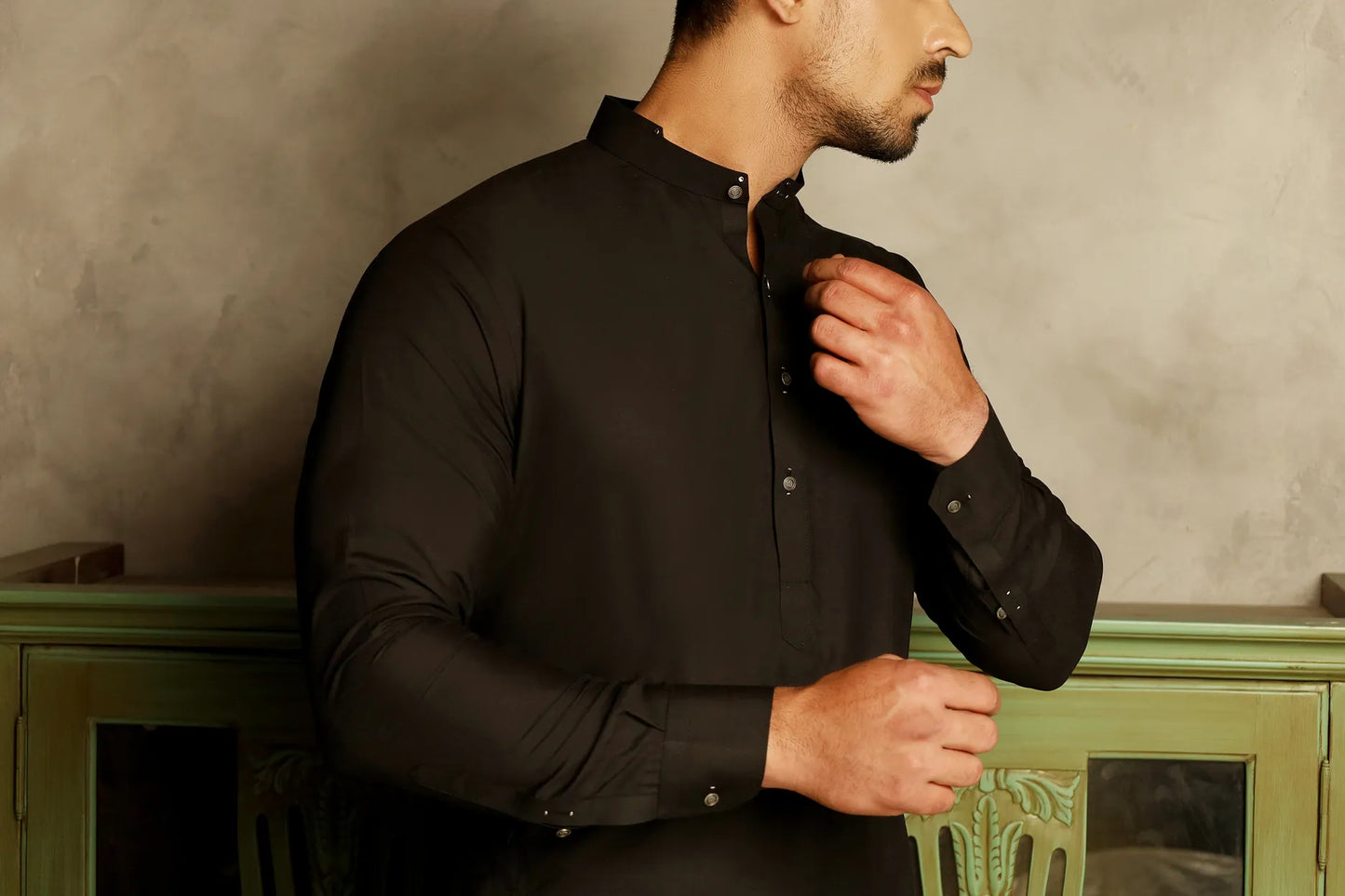 Black Kurta Trouser with Silver Signature Logo