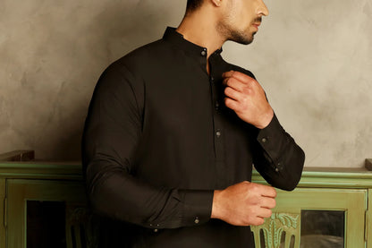 Black Kurta Trouser with Silver Signature Logo