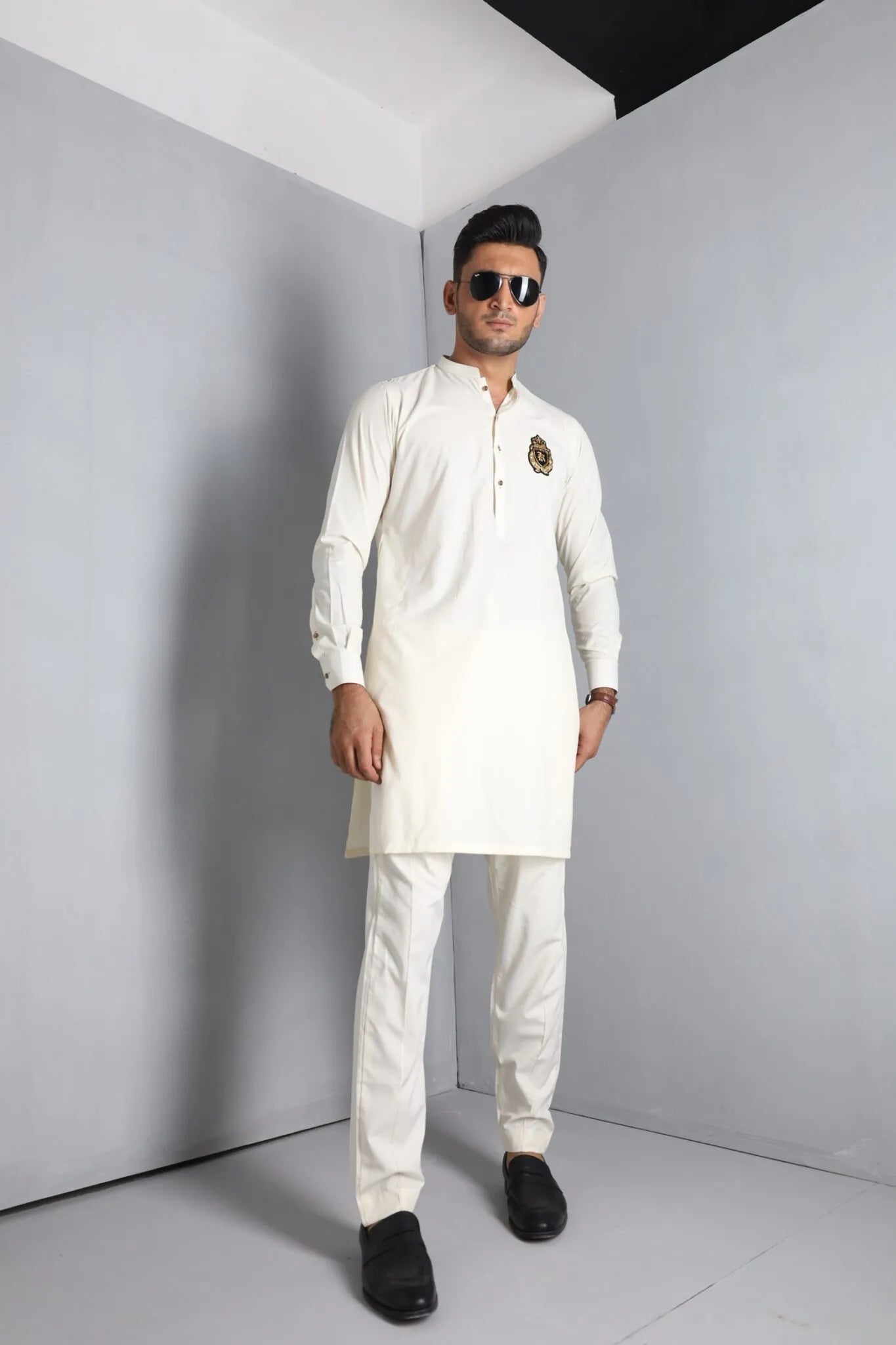 Cream White Kurta Trouser