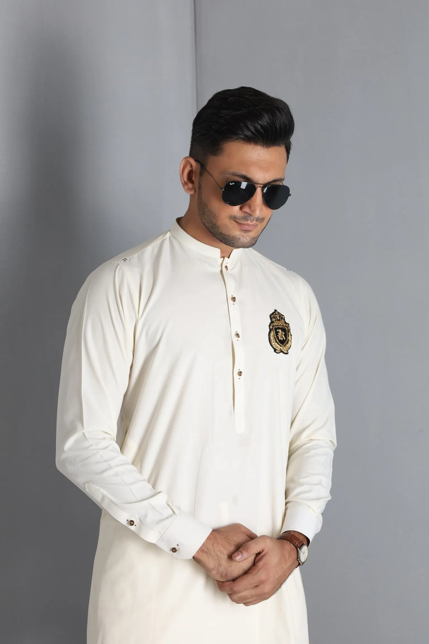 Cream White Kurta Trouser