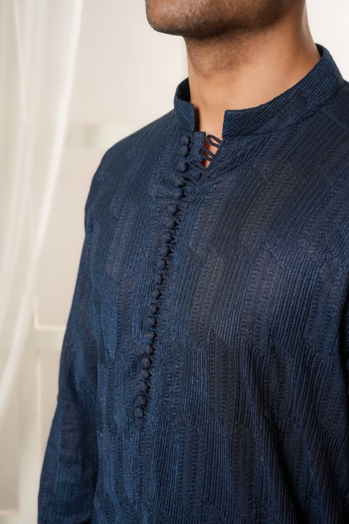 Mid-night Blue Embroidered Kurta Trouser
