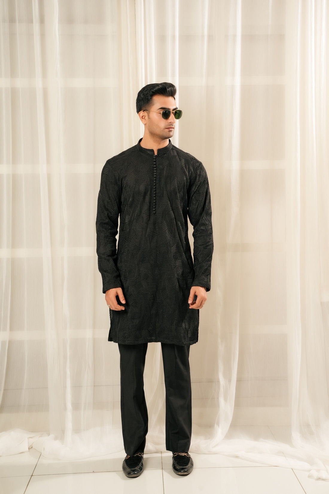 Black Multi Embroidered Kurta Trouser
