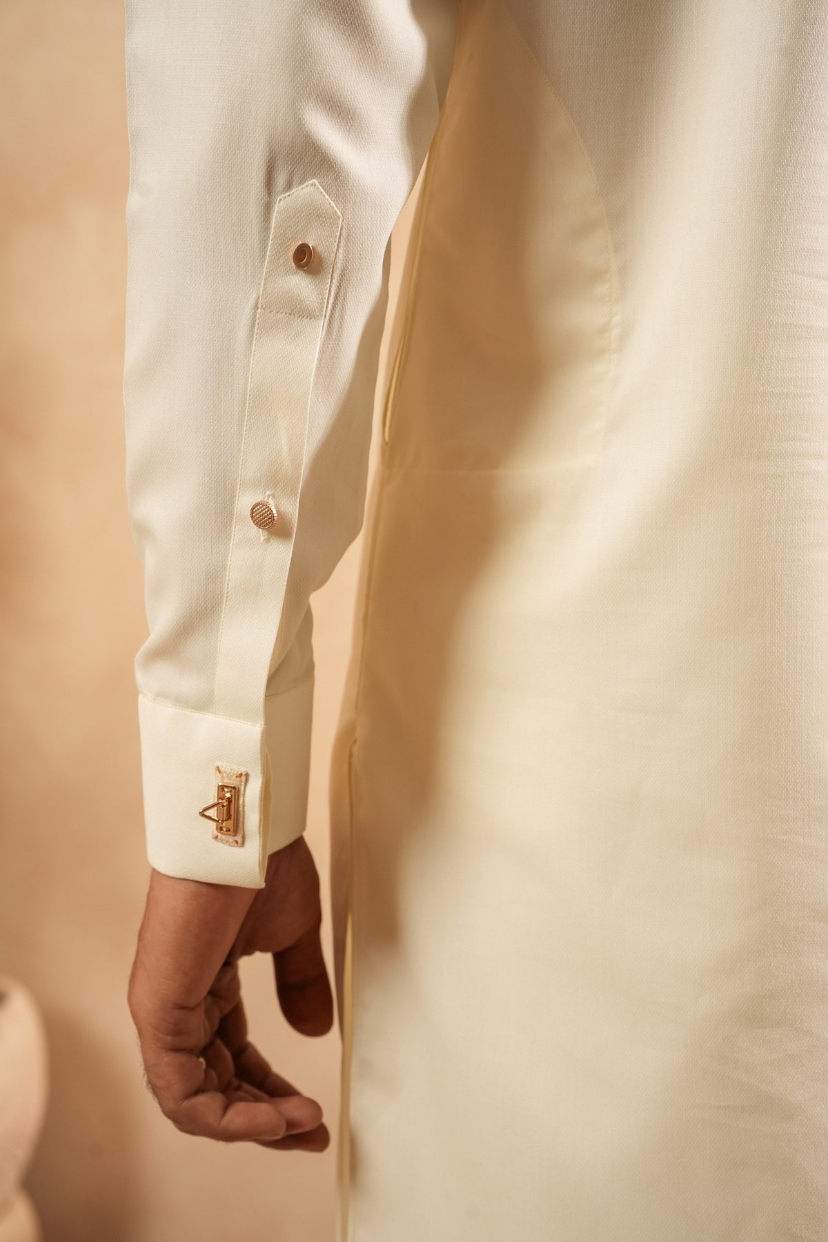 Cream White Mandarin Kurta Trouser