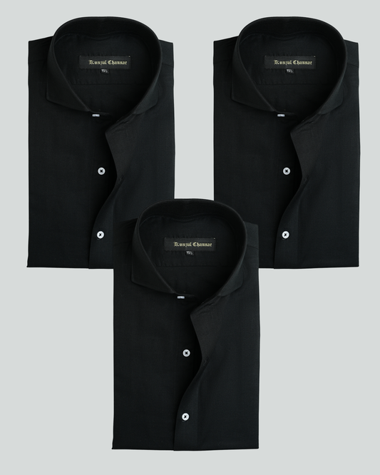 PACK OF THREE - OFFICE BLACK SHIRT