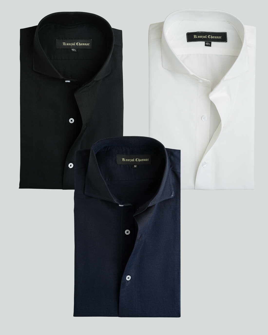 PACK OF THREE - OFFICE BLACK WHITE BLUE SHIRT