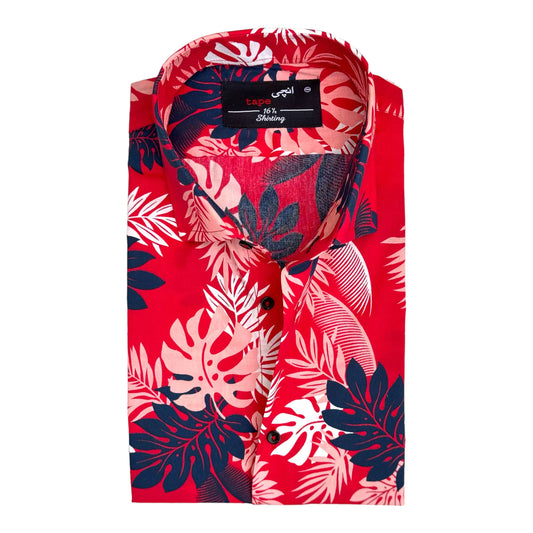 Red Floral Cotton Shirt