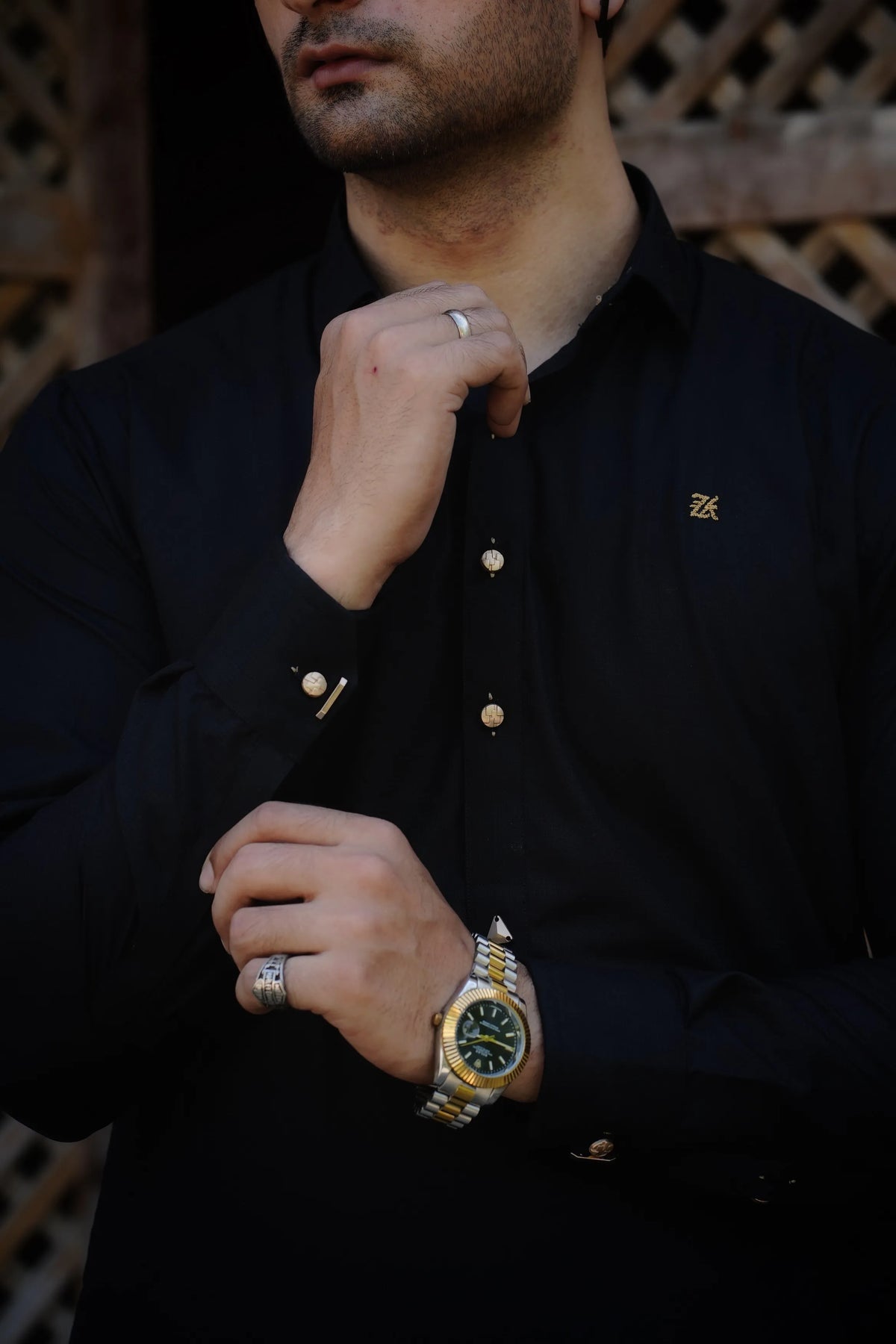 BLACK TEXTURED SHALWAR KAMEEZ