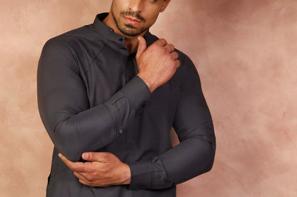 Grey Front Panel Shalwar Kameez