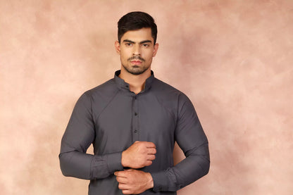 Grey Front Panel Shalwar Kameez