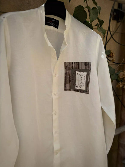 White Irish Linen with Front Patch