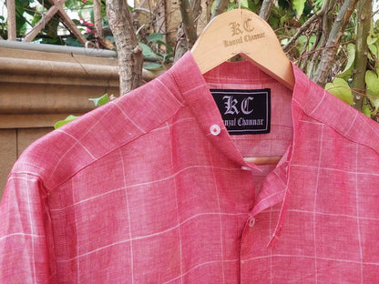 Biker’s Collar Pink Linen Shirt