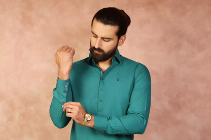 Hunter Green Cut Way Collar Shalwar Kameez