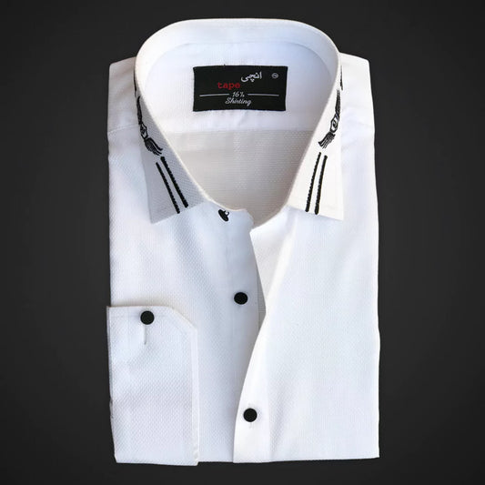 White Premium Textured Cotton Shirt