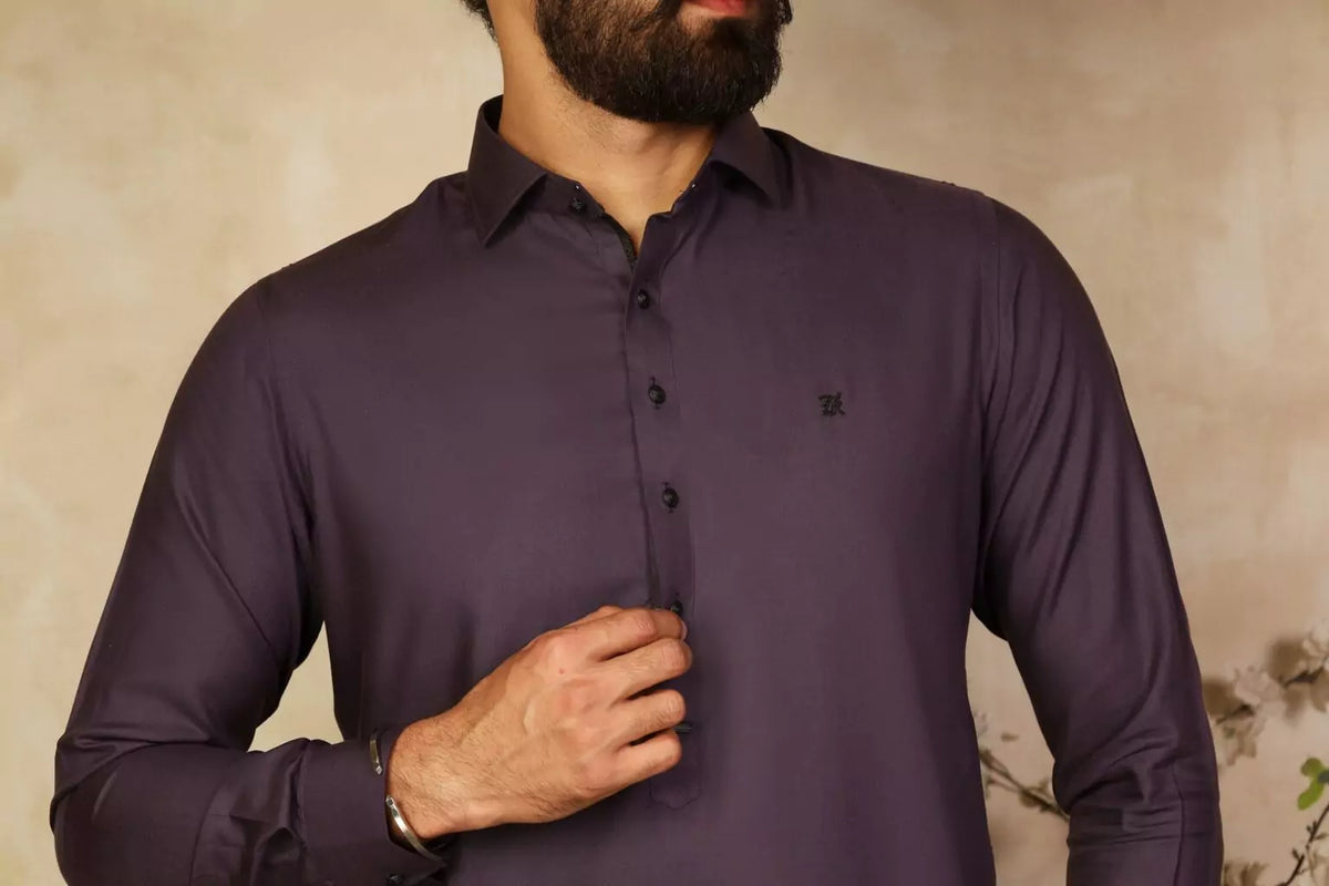 PURPLE CUT WAY COLLAR SHALWAR KAMEEZ