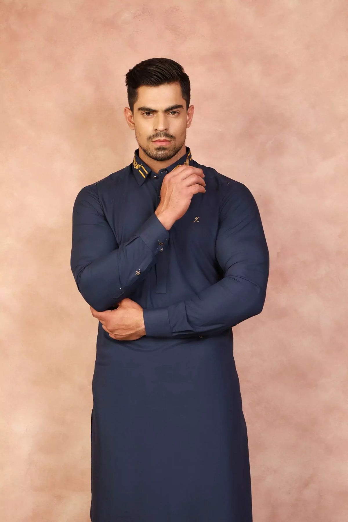 BLUE CLASSIC SIGNATURE COLLAR SHALWAR KAMEEZ