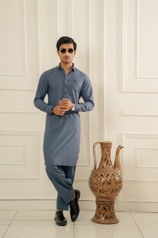 Denim Blue Premium Shalwar Kameez