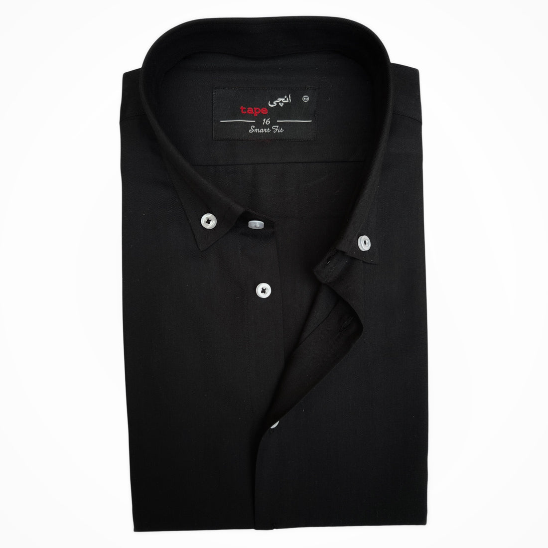 BLACK HERRINGBONE COTTON LINEN SHIRT